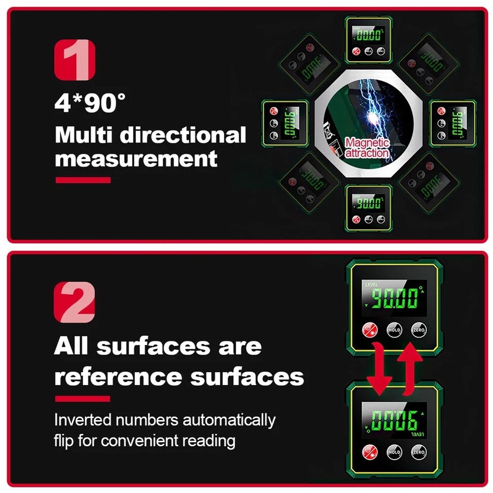 Digital Angle Finder with Electronic Laser 4-side Strong Magnetic Angle Gauge