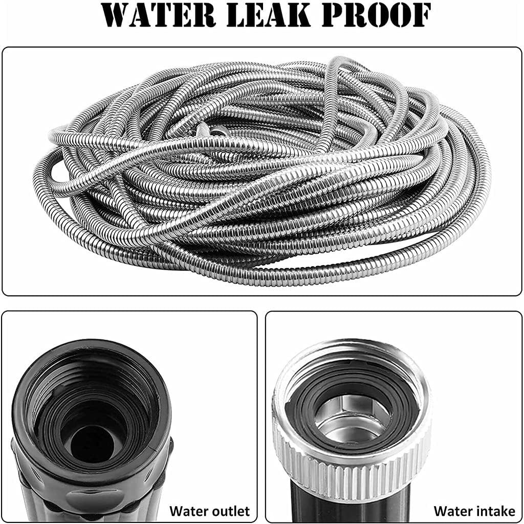 Stainless Steel Water Garden Hose 25/50/75/100FT Flexible Lightweight Outdoor