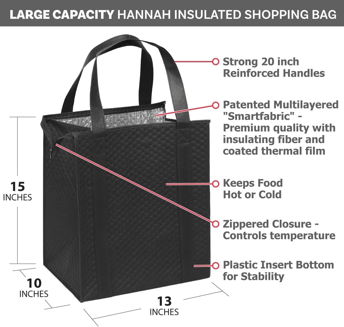 Large Capacity Heavy Duty Insulated Smart Shopping Bag