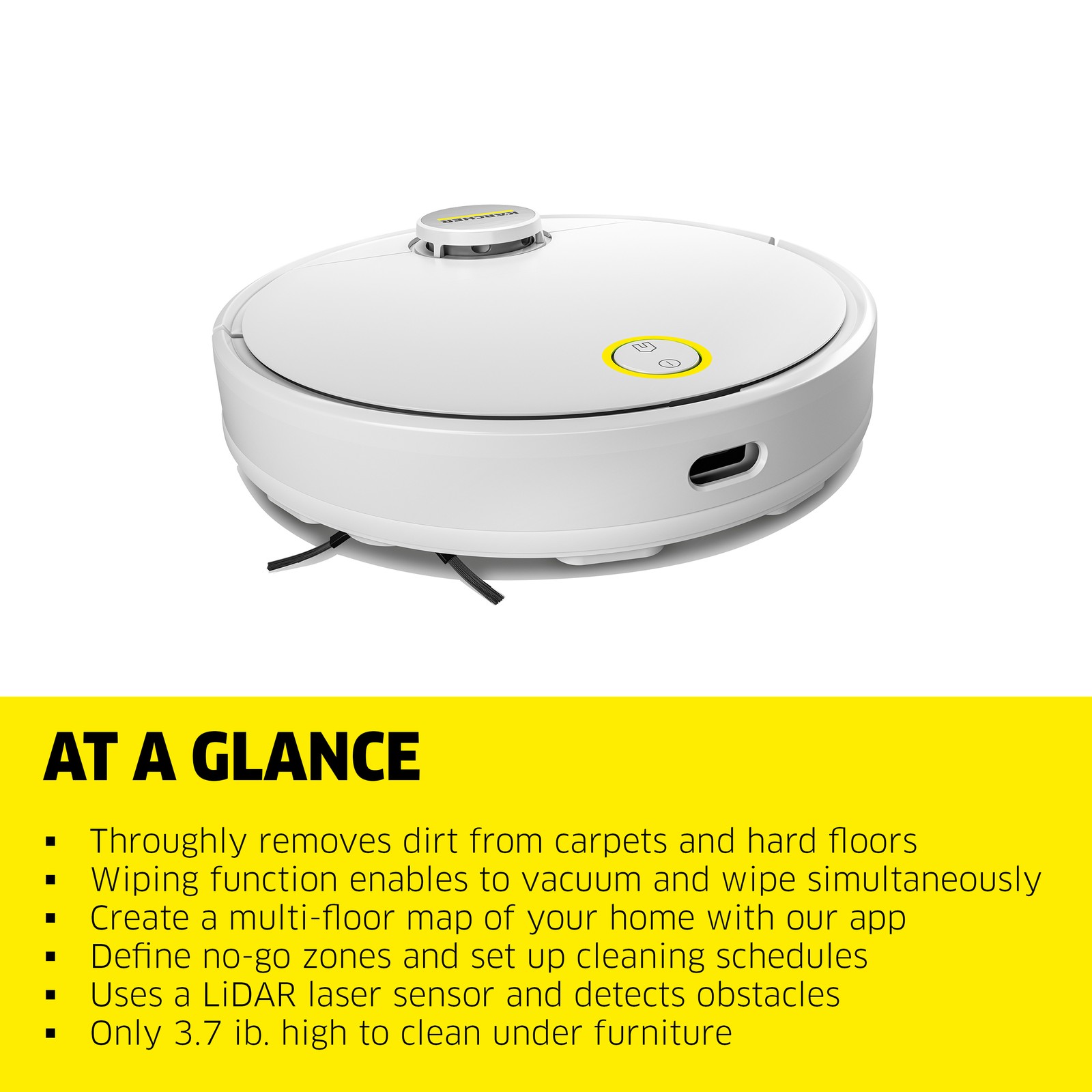 Kärcher RCV 3 Robot Vacuum Cleaner with Mop, Lidar, Mapping, 120 Min – NEW