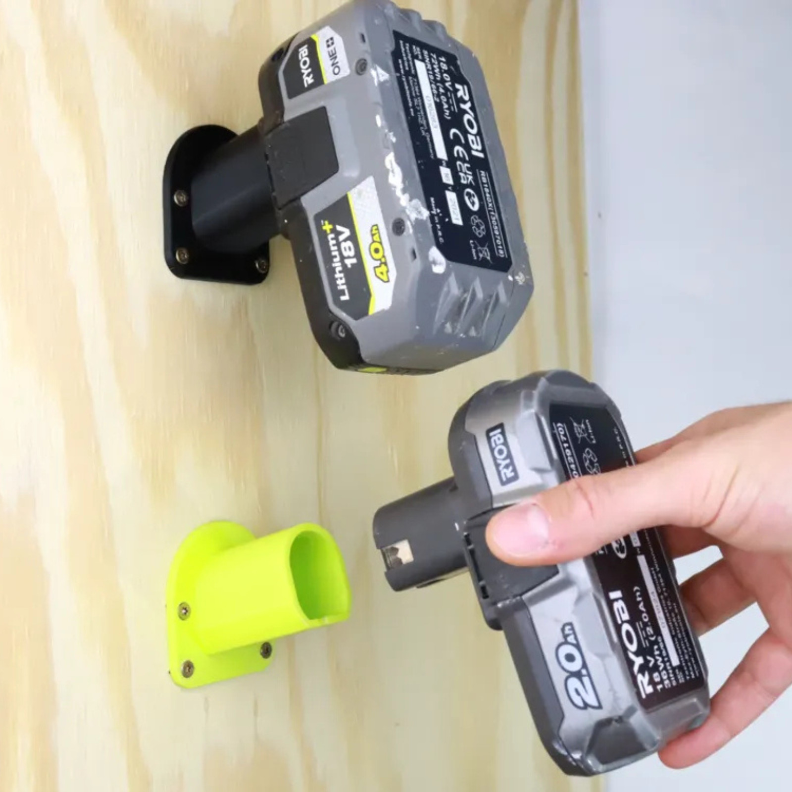 6 Pack RYOBI Battery Holder Wall Mount for Ryobi One+ One Plus 18V Green