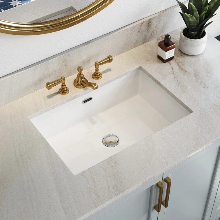 24” Rectrangle Undermount Vitreous Ceramic Lavatory Vanity Bathroom Sink White