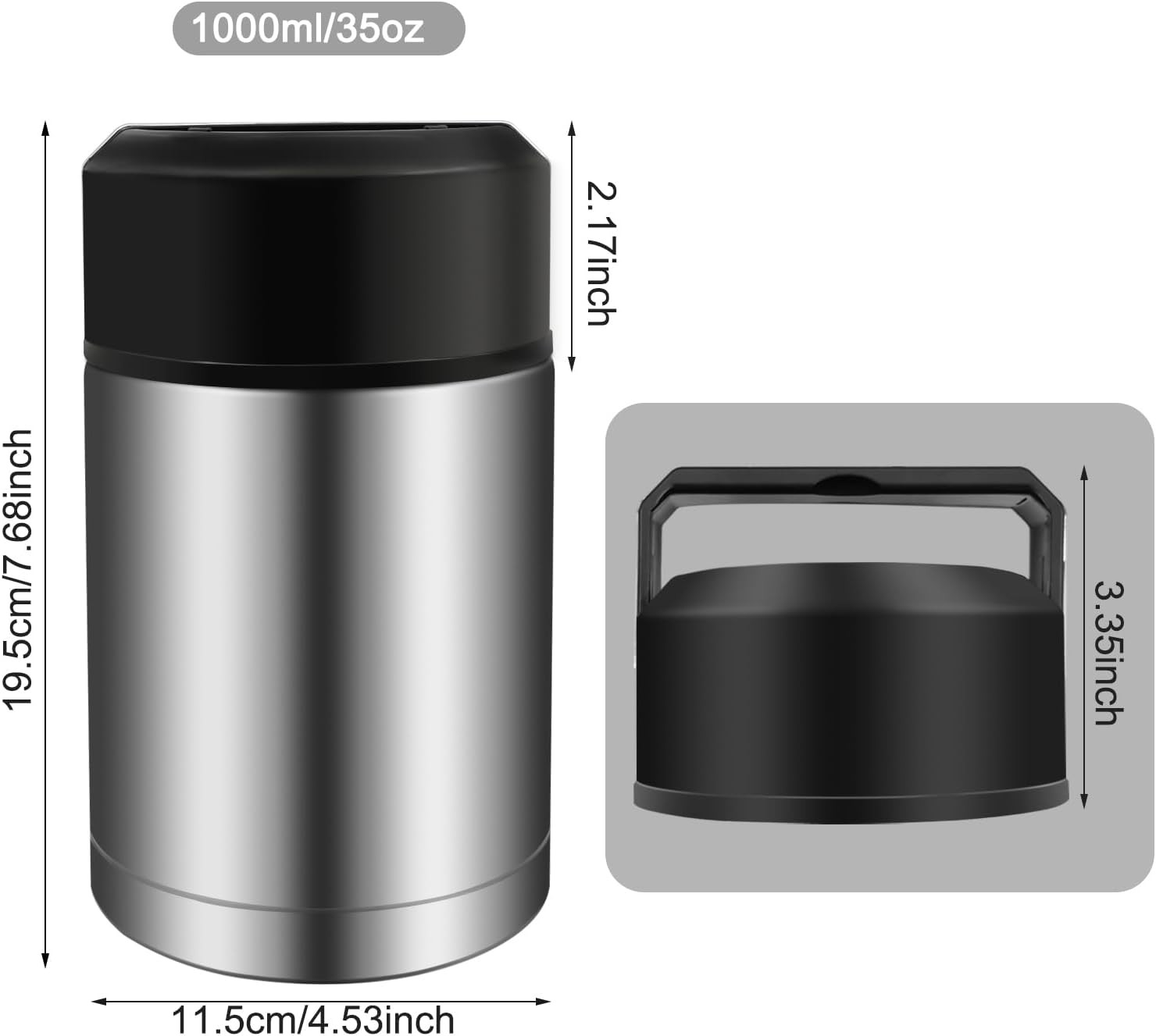 35Oz Soup Thermos, Stainless Steel Thermos for Hot Food, Wide Mouth Food Thermos