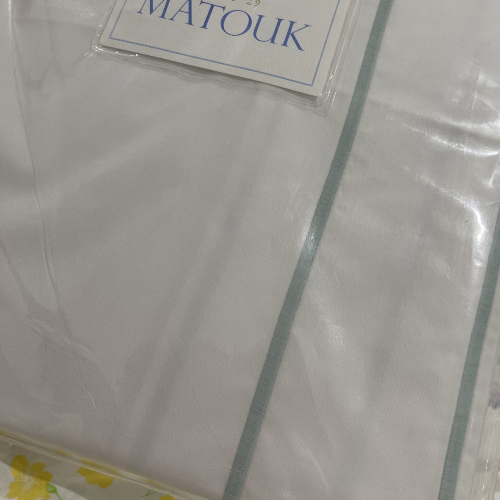 $261 Matouk Italy New 1pc KING Sham Ansonia 500TC Percale White/JADE ONE