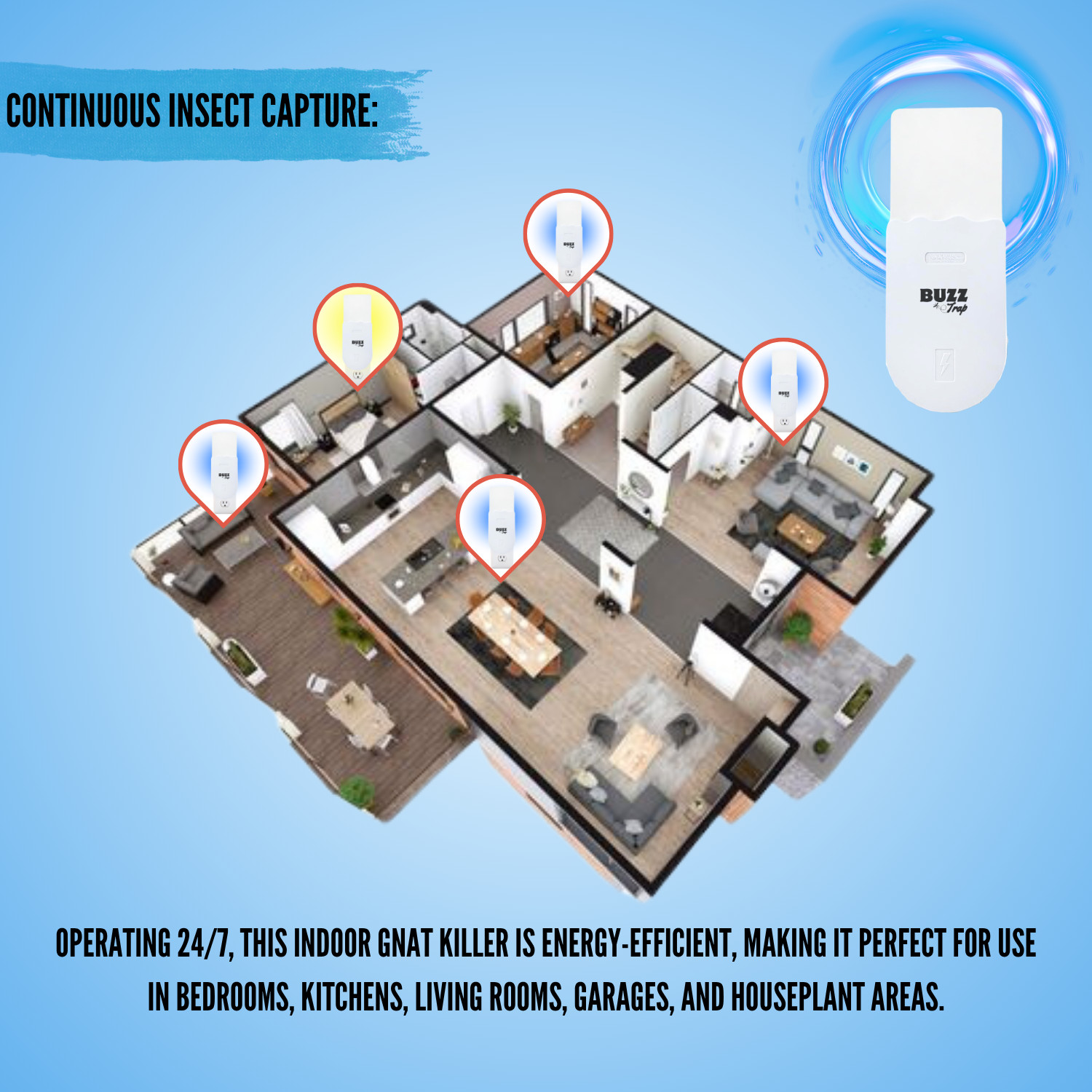 Flying Insect Trap, Indoor Fly Trap, Fruit Fly Traps, (2 Device + 16 REFILLS)