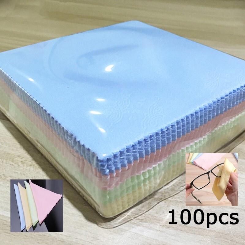 100pcs Microfiber Glasses Cleaning Cloth 5.1″×5.1″ Clean Spectacles Dust Smudges
