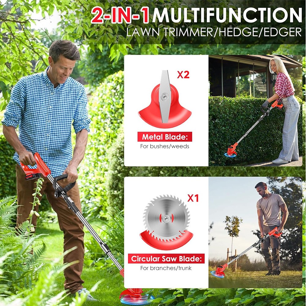 Cordless Electric Weed Lawn Eater Edger Yard Grass String Trimmer Cutter mower