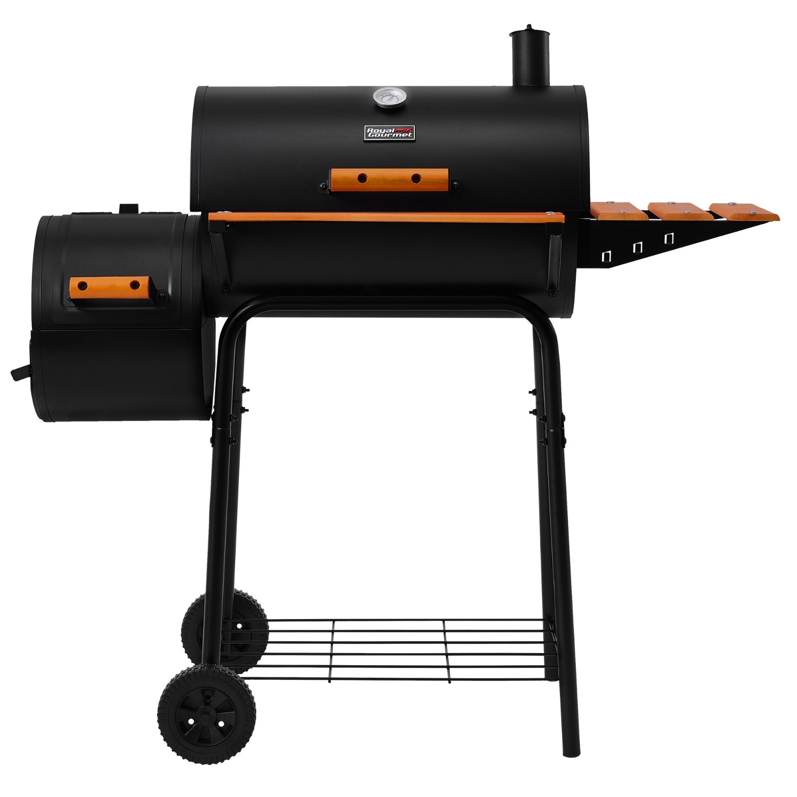 Royal Gourmet Barrel Charcoal Grill with Offset Smoker for Outdoor Grilling