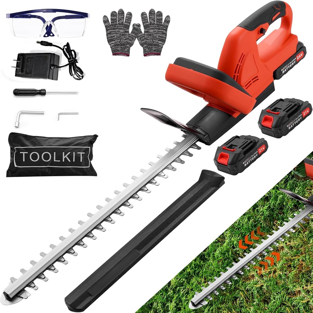 22Inch Cordless Hedge Trimmer Cordless Electric Hedge Trimmer w/2* 21V Battery