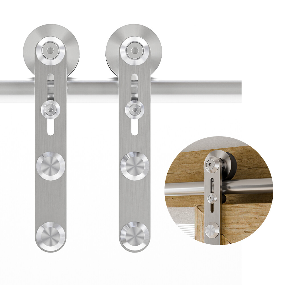 CCJH 4FT-16FT Stainless Steel Sliding Barn Door Hardware Kit Track for Wood Door