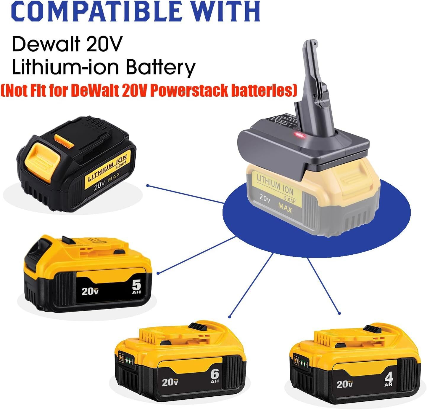 V7 V8 Battery Adapter for Dewalt 20V Battery Convert To For Dyson Vacuum Cleaner