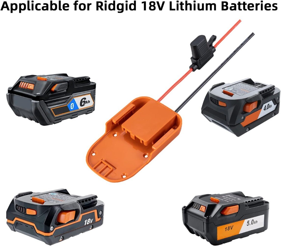Power Wheel Adapter for Ridgid for AEG 18V li-ion Battery with Fuse & Wire 14AWG