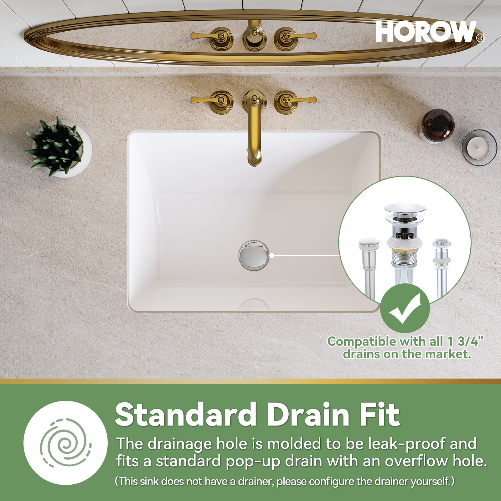 20×15” Rectangular Undermount Bathroom Sink Vitreous Ceramic Lavatory White