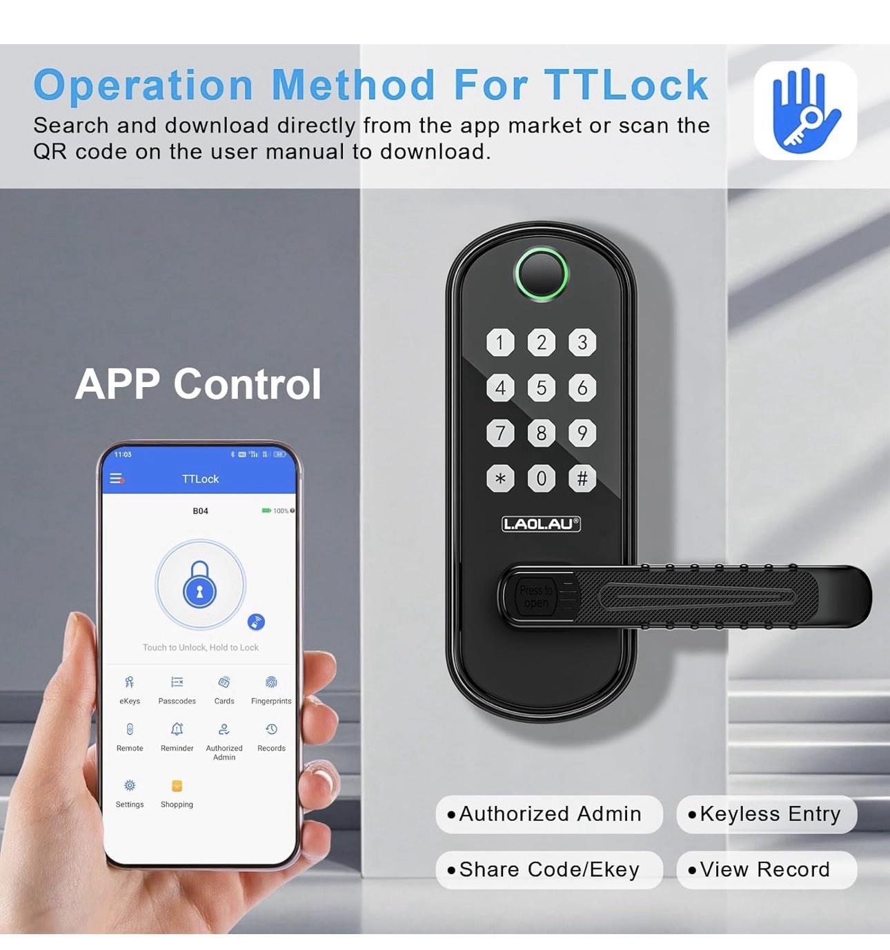 B04 Fingerprint Electronic Door Lock with Keypad and Handle – Keyless Entr