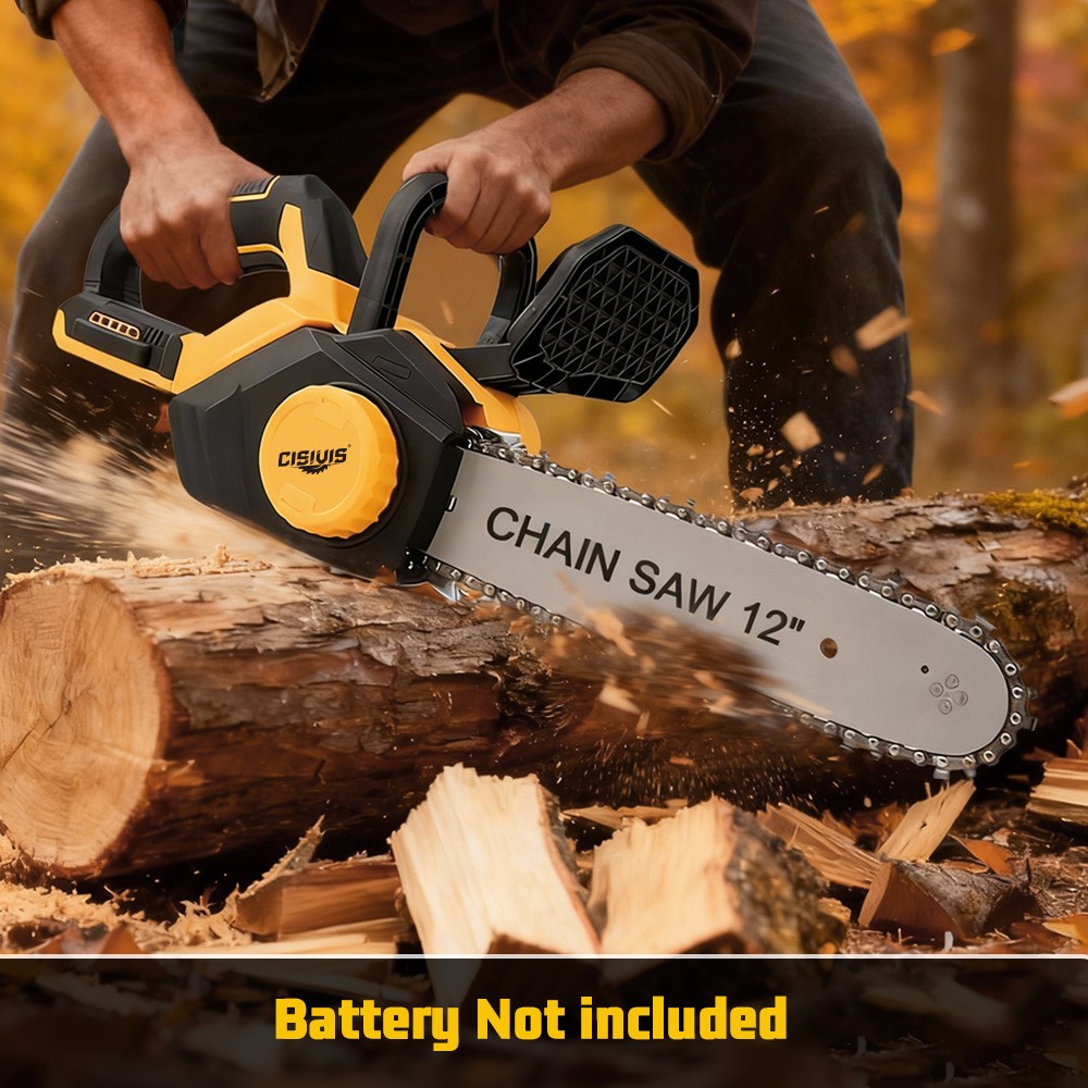 Cisivis 12-Inch Brushless Electric Chainsaw for DeWalt 20V Battery With Oiler.