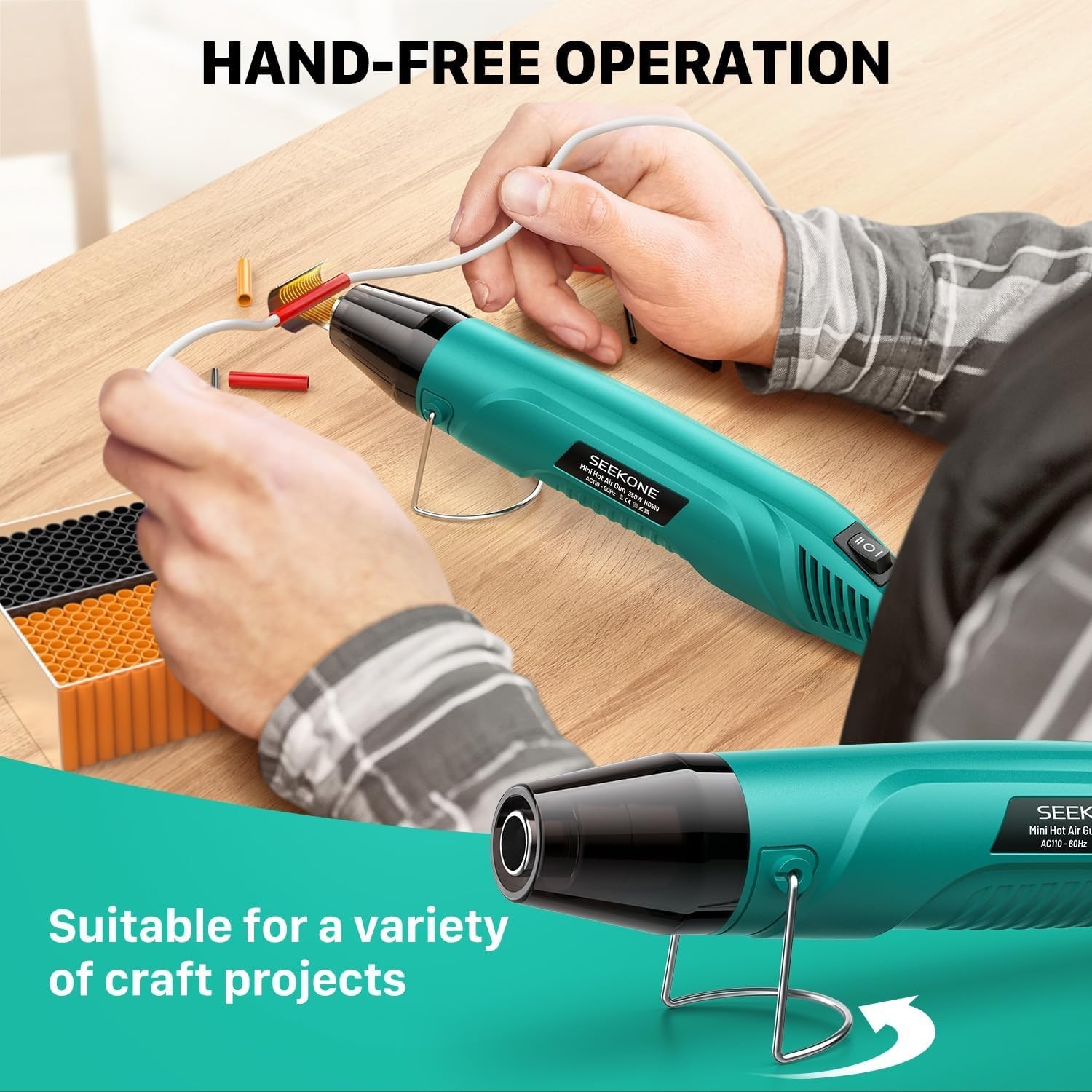 350W Mini Heat Gun, Dual-Temp Model 500℉ & 842℉（260℃ & 450℃）Fast Heat Hot Air…