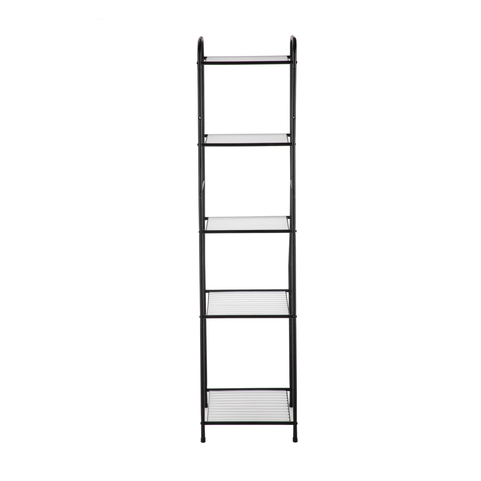 Matte Black Steel 5-Shelf Bathroom Storage Tower Unit