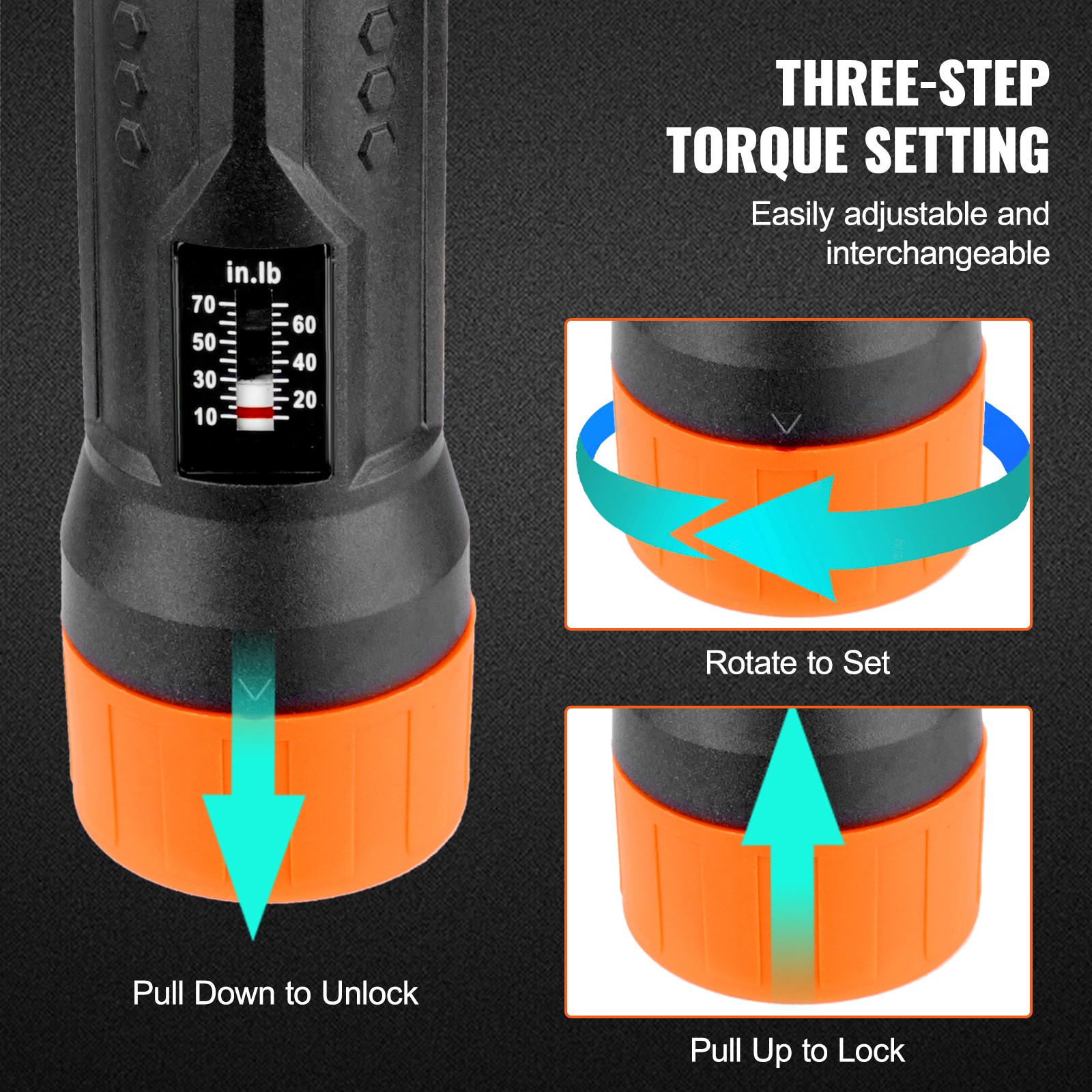 VEVOR Torque Screwdriver 1/4″ Range 10-70 in/lb w/ 1 in-lb Increment View Window