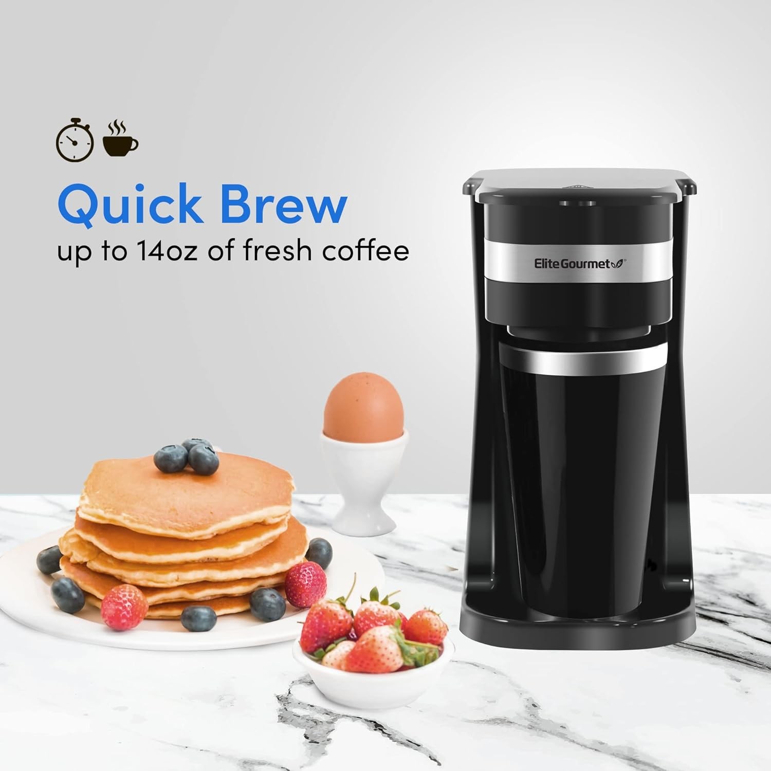 Single-Serve Compact Coffee Maker 14Oz Thermal Stainless Steel Reusable Filter