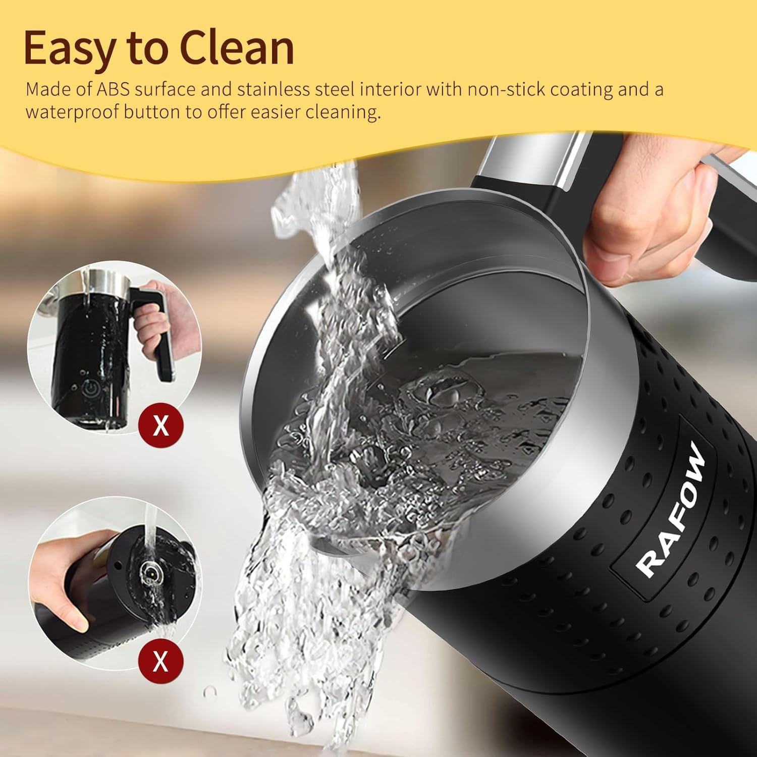 4 in 1 Electric Milk Frother: 10oz/350 mL Large Electric Milk for Hot and Cold