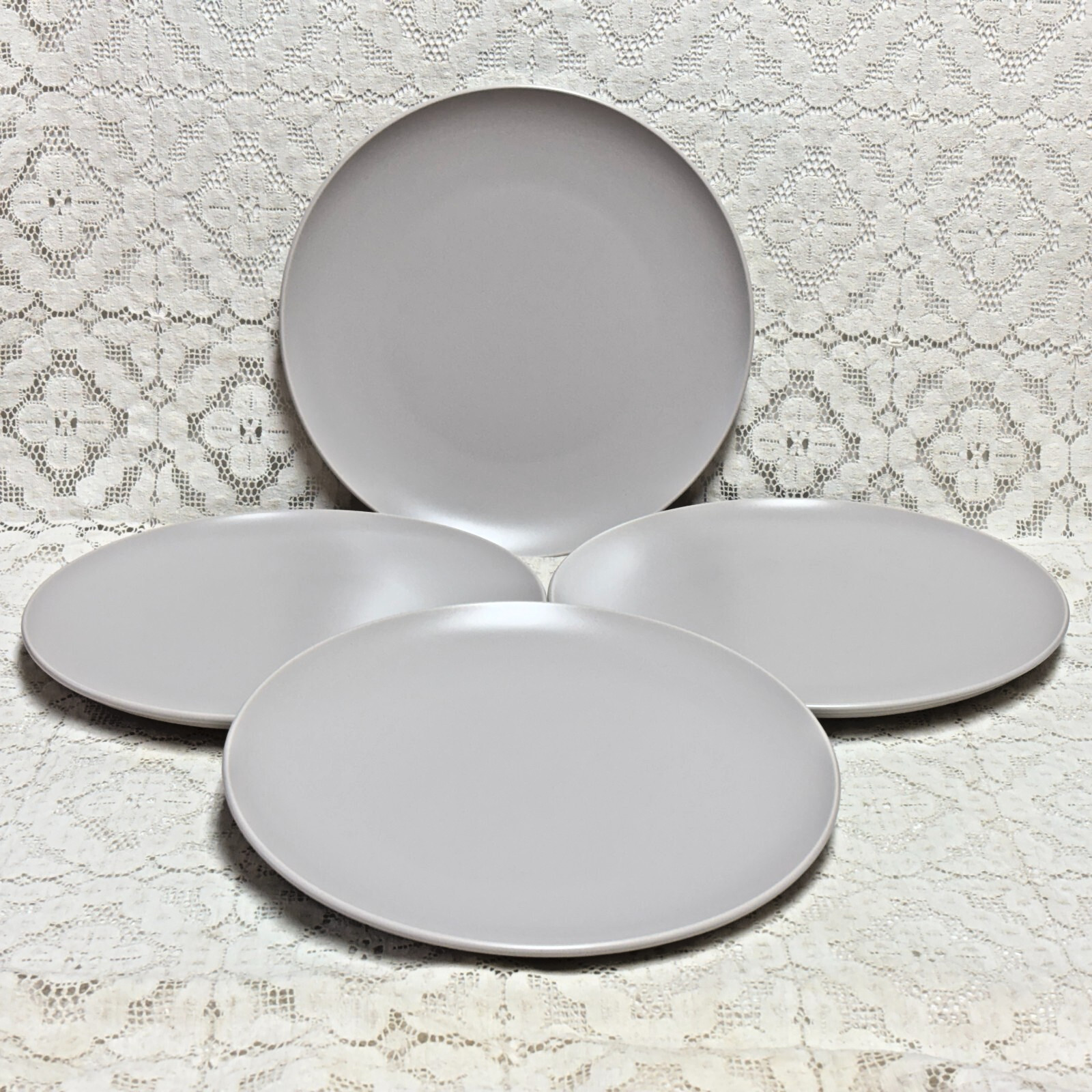 Ikea of Sweden Dinner Plates 10 1/4″ Light Gray 12011 Stoneware Set of 4