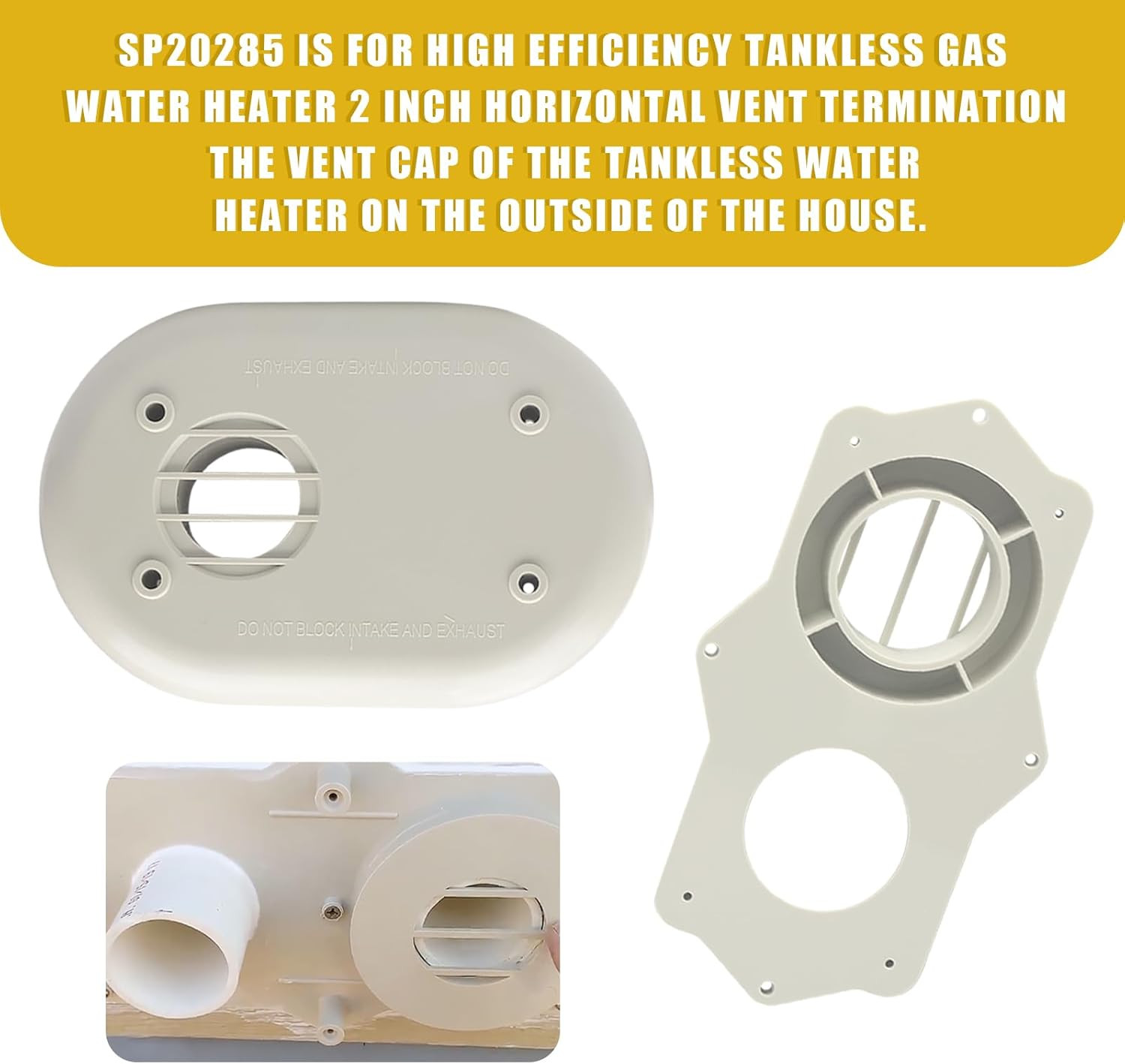 SP20285 Horizontal Vent Termination Kit with Screws for Tankless Gas Water Heate