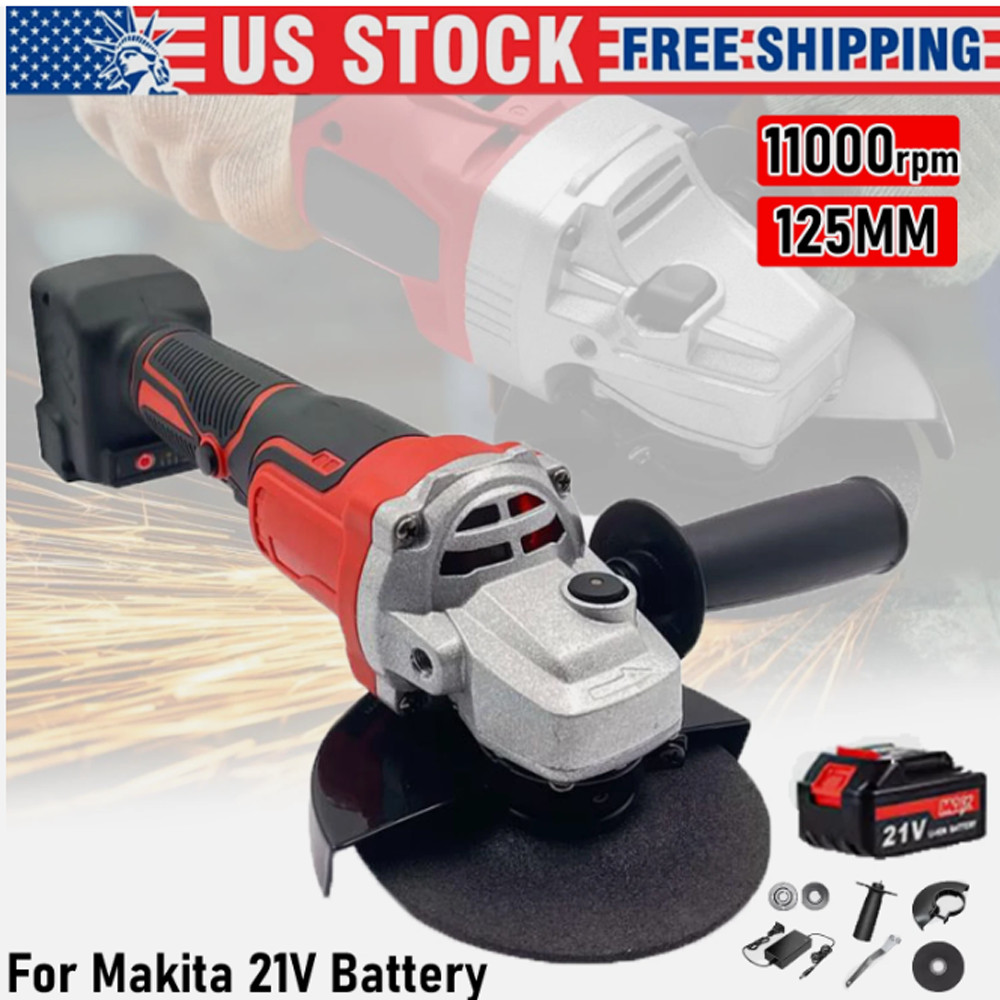 Brushless Cordless Angle Grinder with 21V Battery Charger & Cutting Disc Power