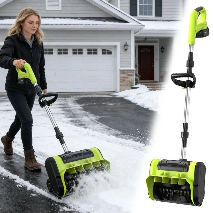 Cordless Battery Power Snow Shovel Folding Handle 51.2in Green