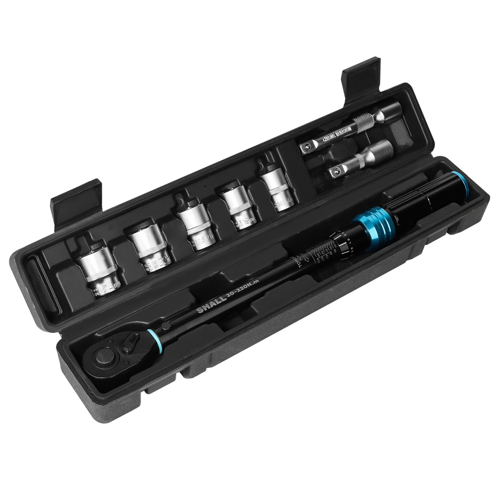 SHALL 1/4″ 3/8″1/2″ Torque Wrench Set,2-220Nm Dual Direction Adjustable 72 Tooth
