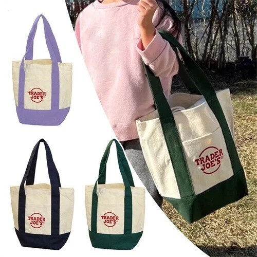Trader Joe’s Mini Canvas Reusable Tote Bags Colorful Canvas Tote Bag 10 Colors