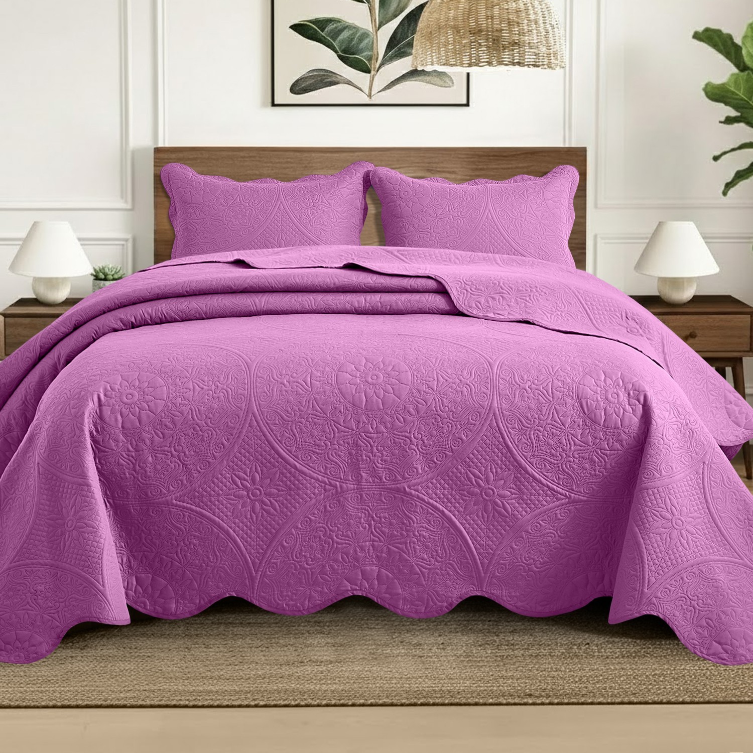 Luxury Bedspread Set 3 Piece Quilted Coverlet Bed Throw Queen King Size Bedding