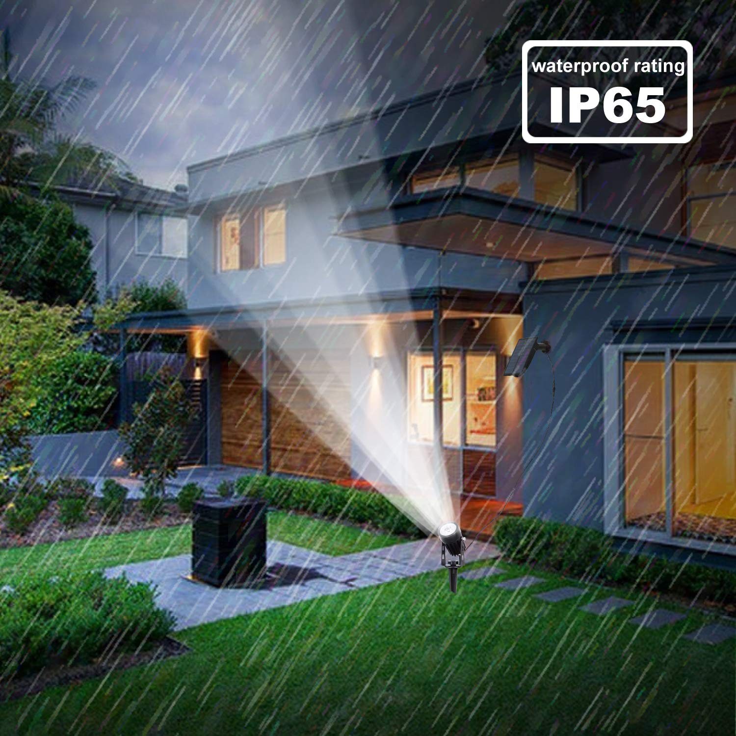 T-SUN Outdoor White Solar LED Spotlights, Waterproof, Auto On/Off for Yard
