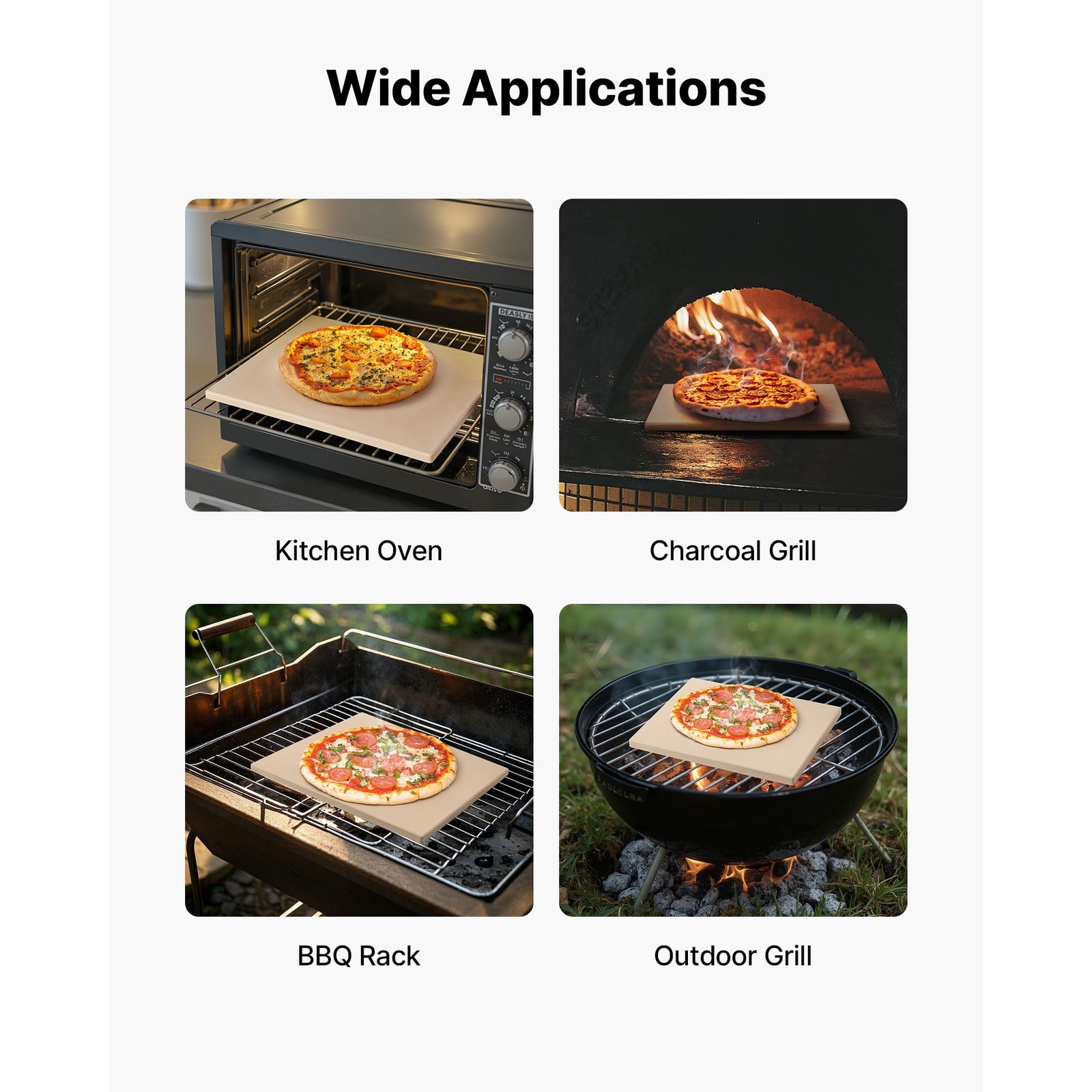 Rectangular Cordierite Pizza Stone, 15 x 12 in,Durable Baking Stone with Scraper