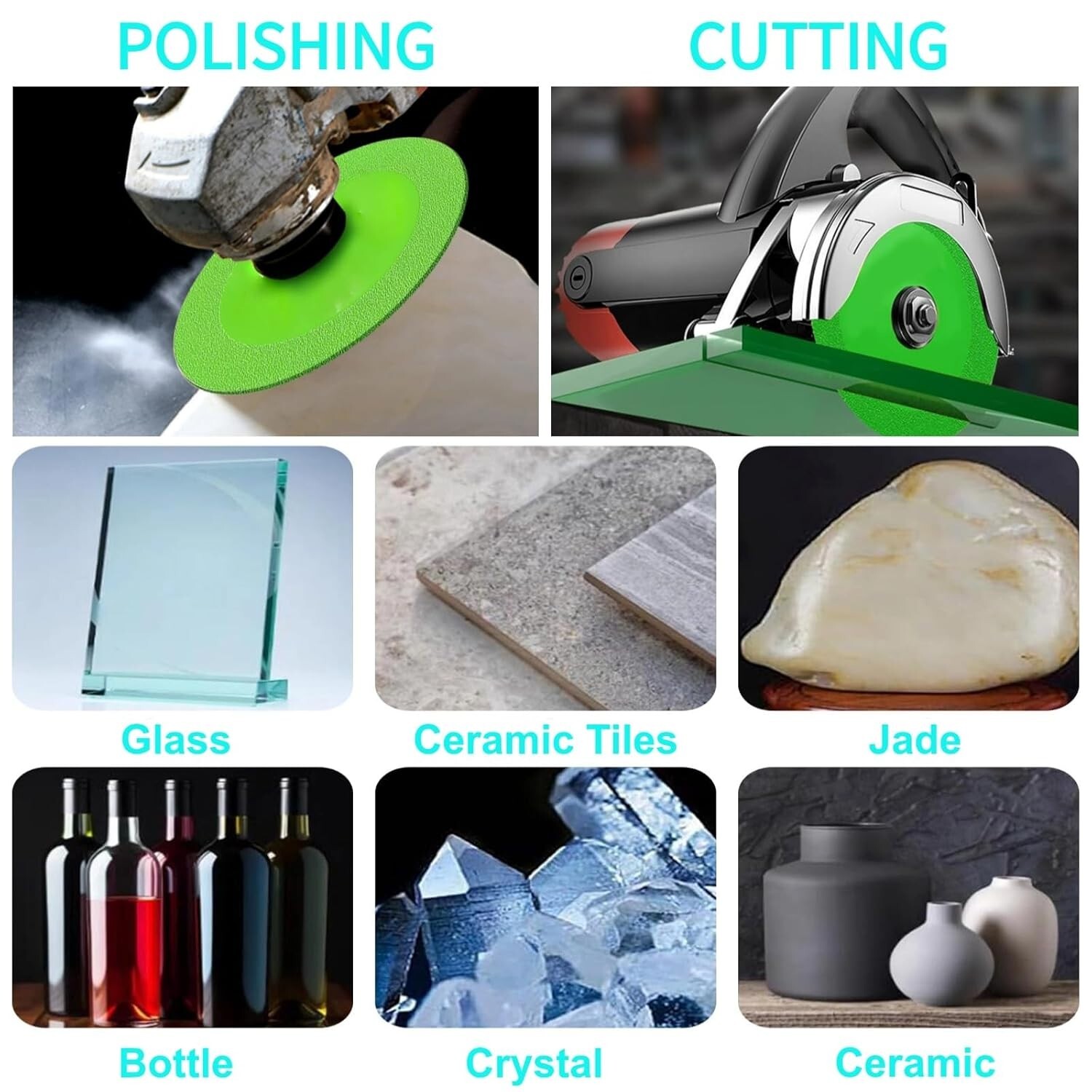 For Angle Grinder, 4″ Ceramic Tile Cutter Blade, Ultra- 5 Pcs Glass Cutting Disc