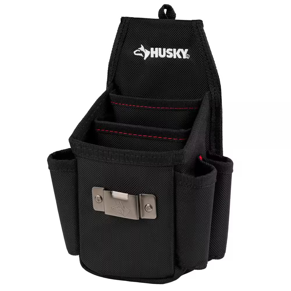 Husky 6.7 In. Black 3-Pocket Utility Tool Belt Pouch