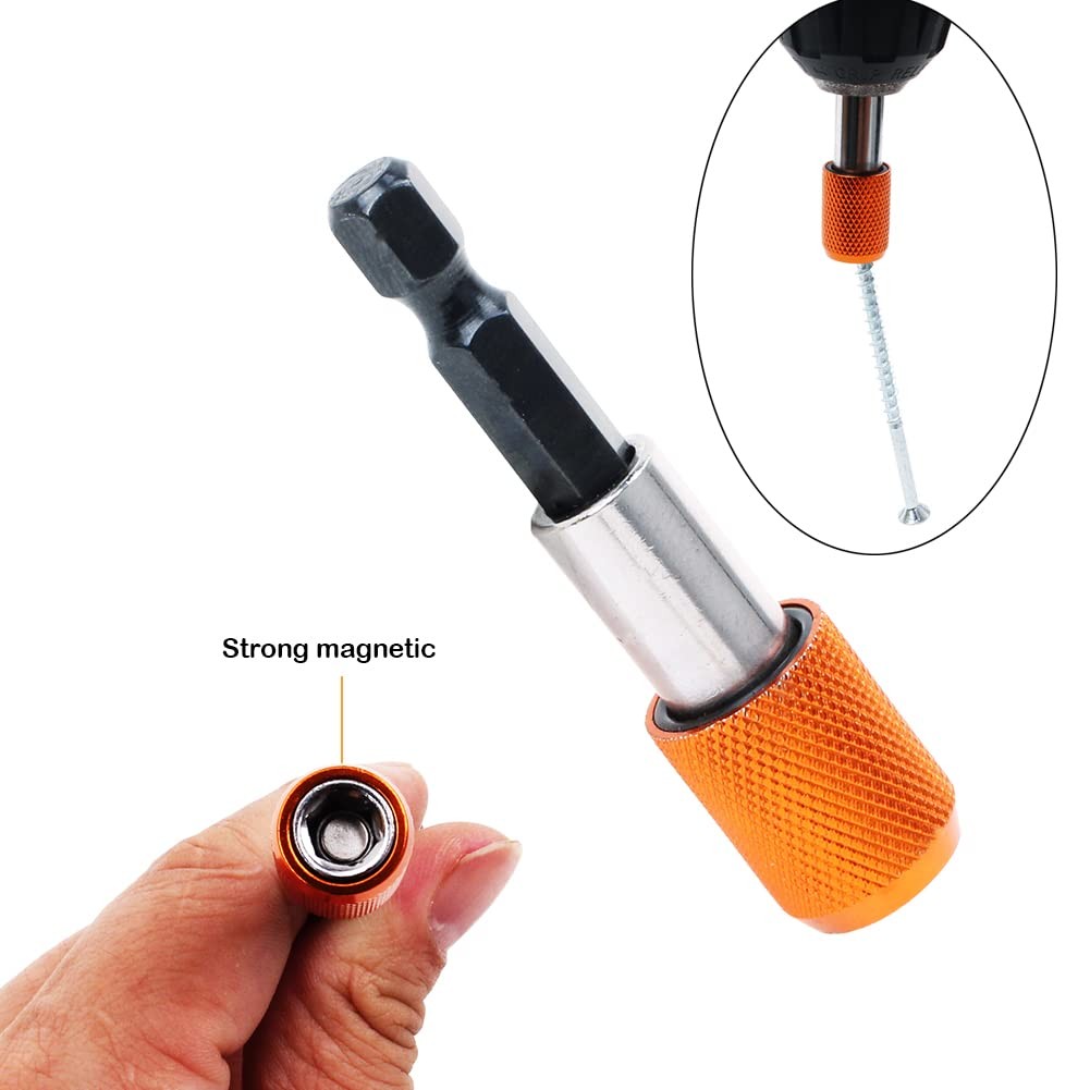 AUTOTOOLHOME 2 Pieces Quick Change Bit Holder Magnetic 1/4″ Hex 1/4, Orange