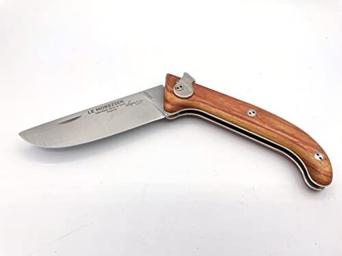 Lepine Atelier Double Plated Pocket Knife, Safety lock & Rose Wood Handle 3.5-in