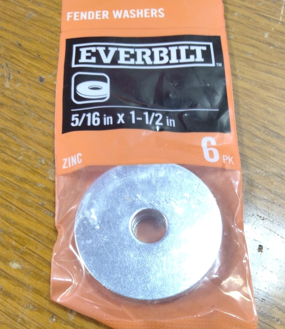 Everbilt 205996 5/16″ x 1-1/2″ Zinc-Plated Fender Washer, One Pack Of 6 Washers.