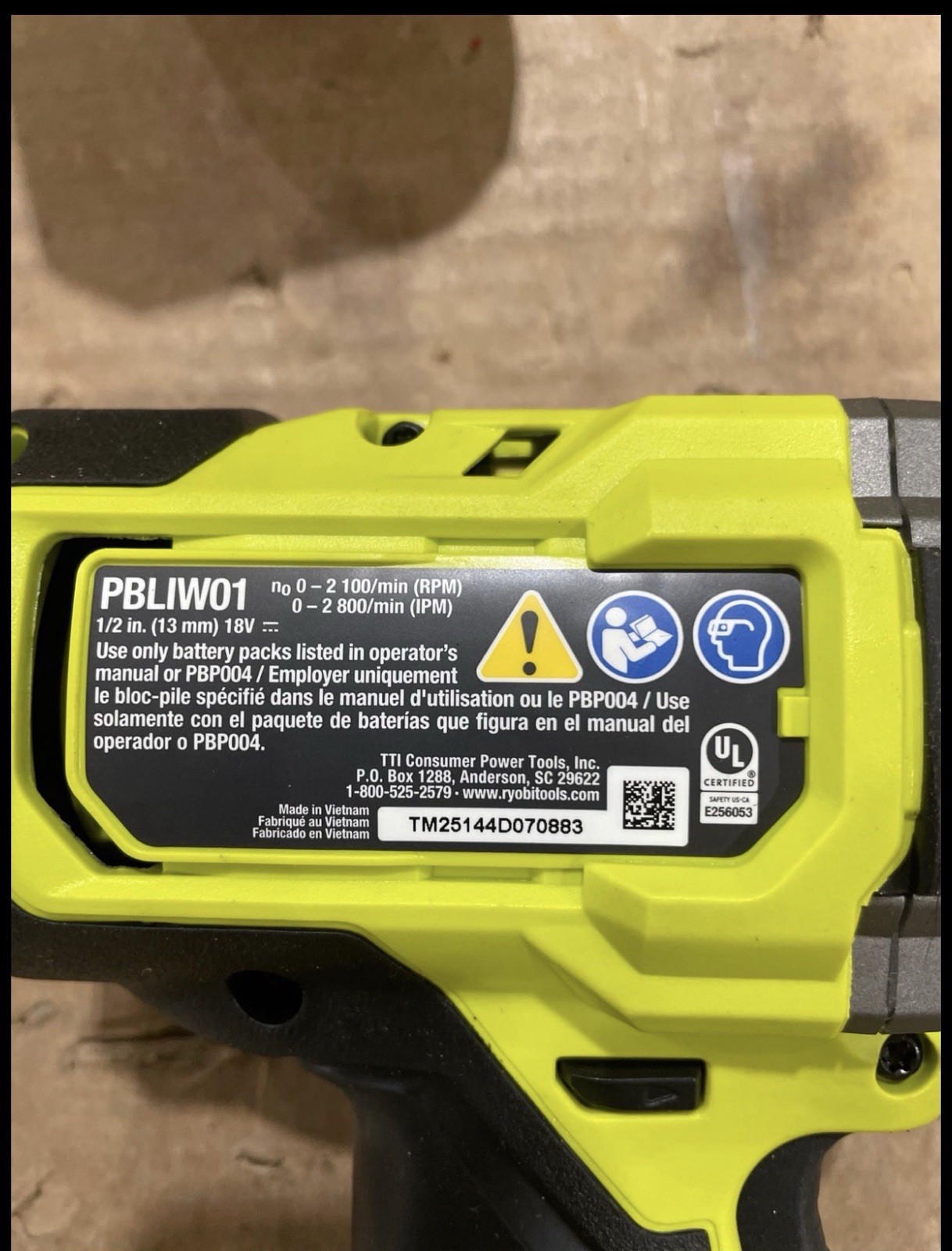 Ryobi 18V Brushless Cordless Impact Wrench 1/2″ 4-Mode High Torque-Tool Only