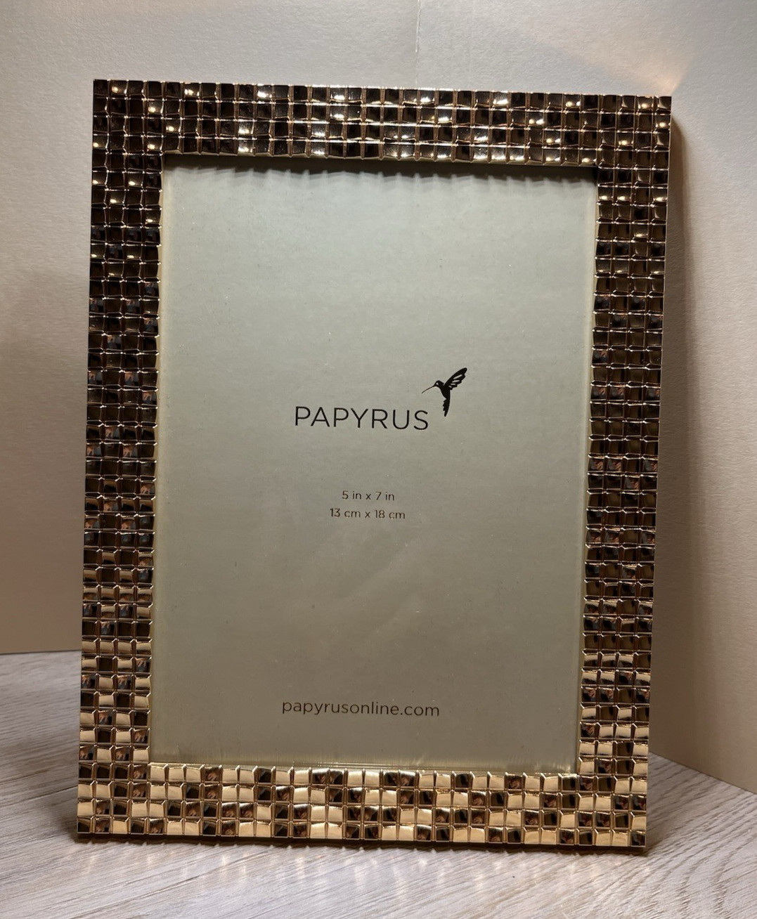 New Papyrus Shiny Gold Frame 5 x 7 Inch Metal Raised Multi Square NWT