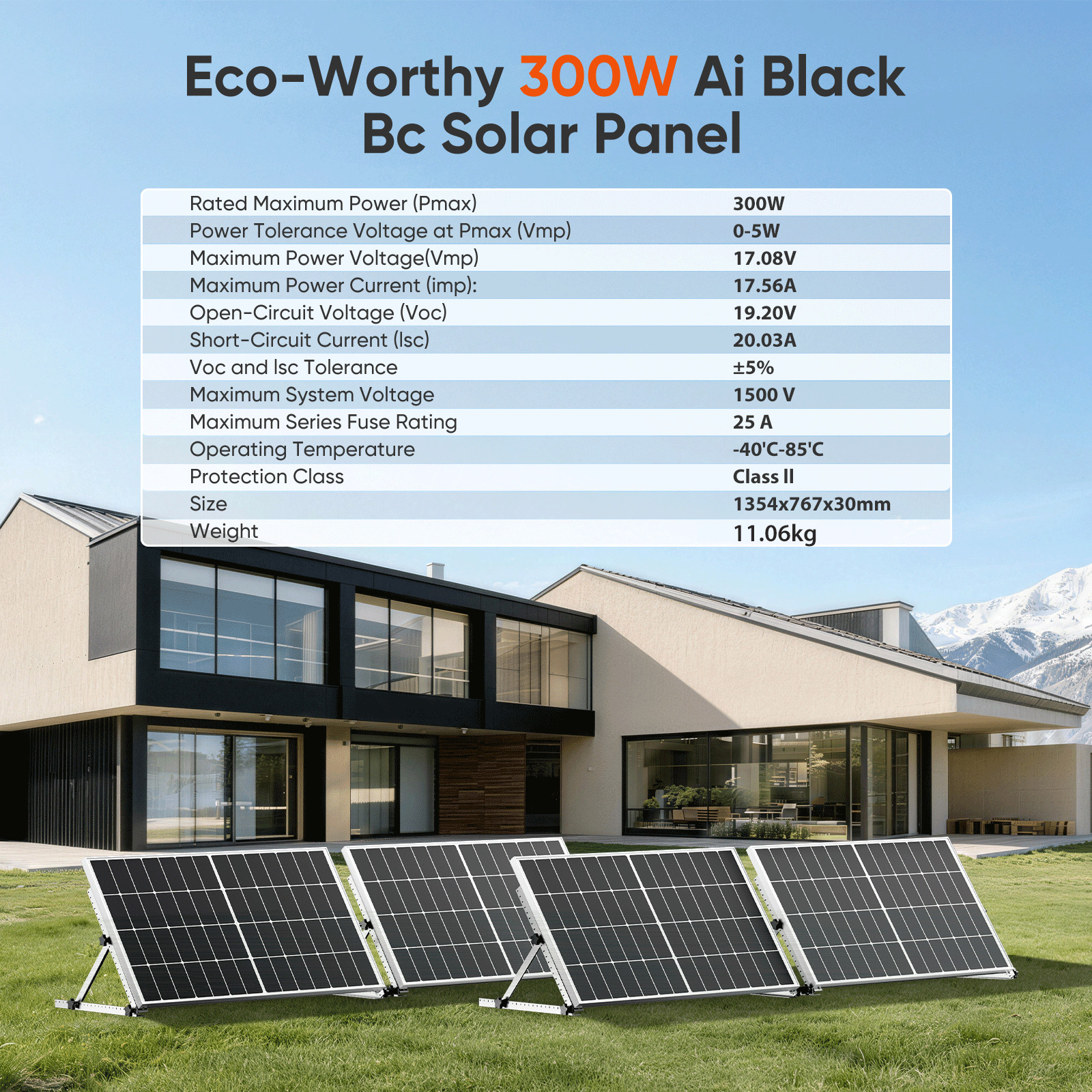 300W Watt Monocrystalline Solar Panel 12V Charging RV Camping Home Off-Grid Boat