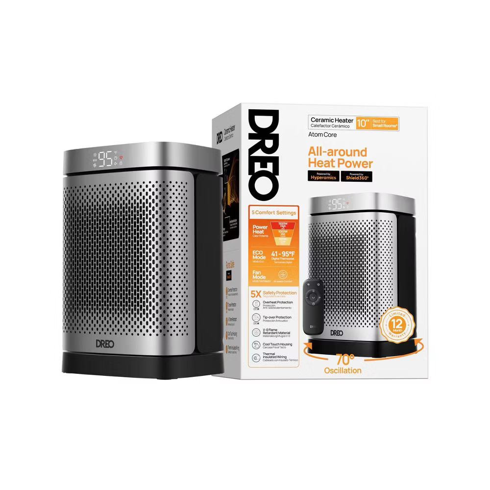 Dreo 1500W Atom Core PTC Heating Oscillating Tower Space Heater with Remote