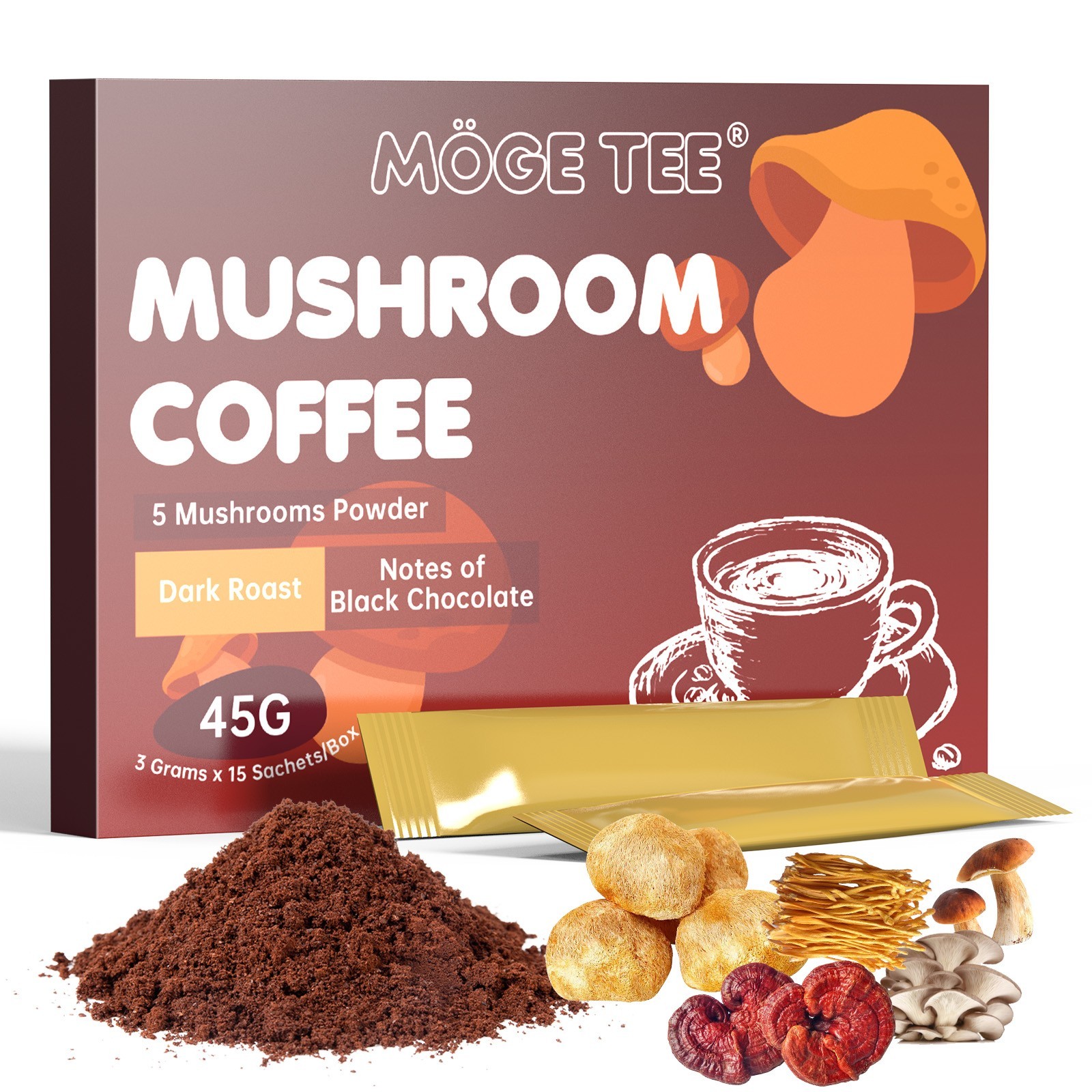 Organic Mushroom Coffee Instant Coffee, 14 Mushroom Extract Energy & Brain Boost