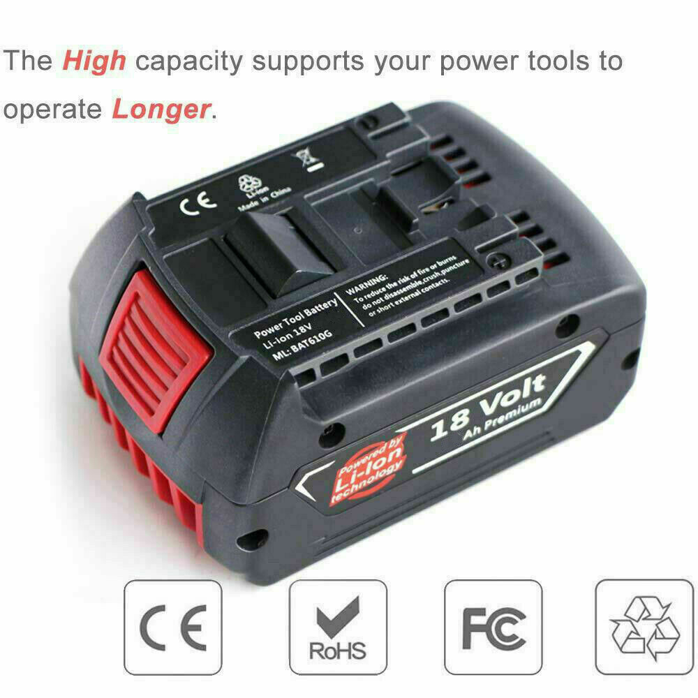 2PACK 18V Battery For Bosch 18 VOLT 5.0AH Li-ion BAT609 BAT610G BAT618 24618-01