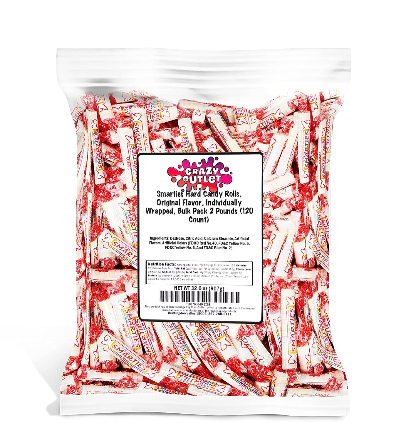 Smarties Hard Candy Rolls, Original Flavor, Individually Wrapped, 2 Lbs