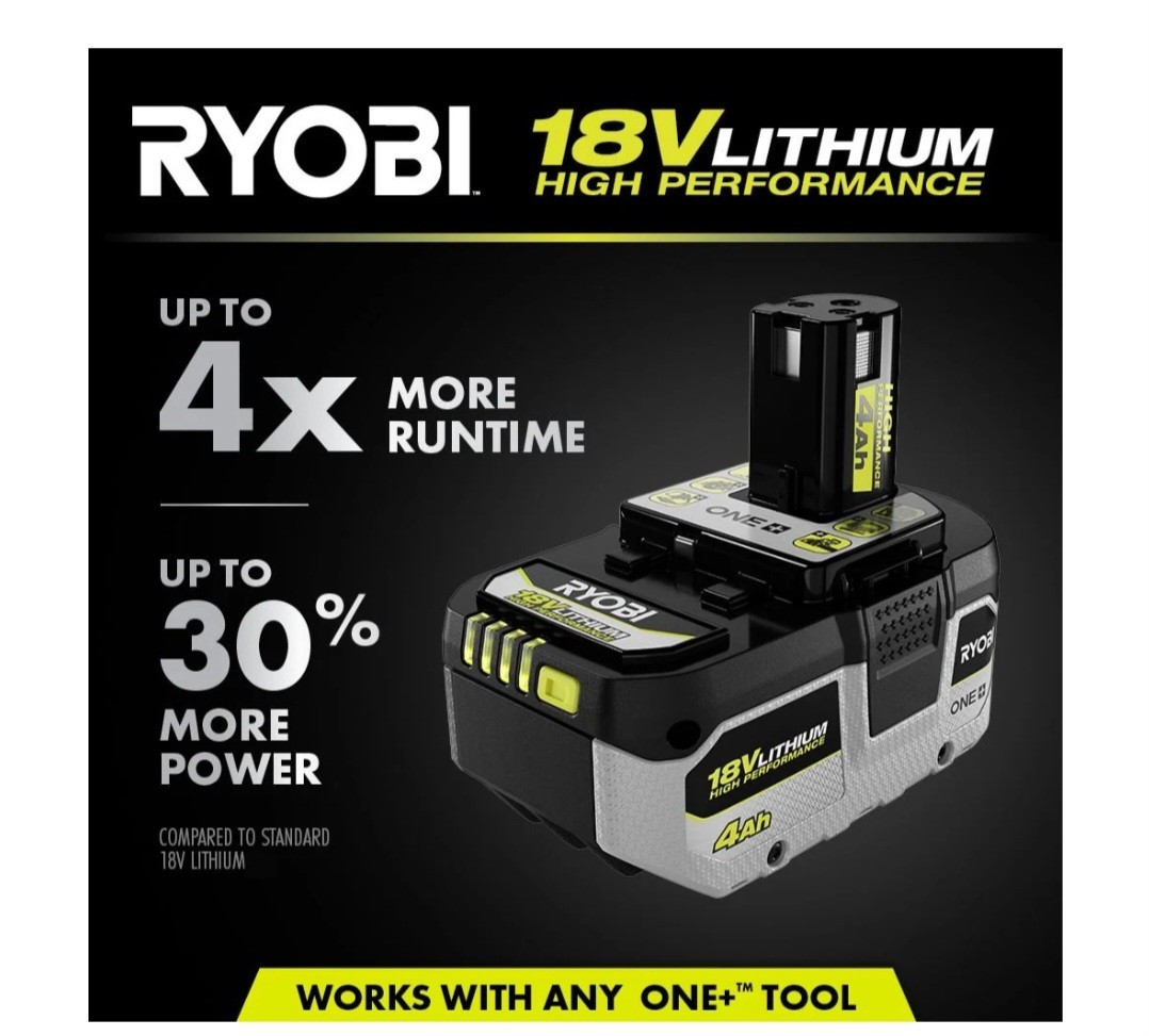 NEW – RYOBI ONE+ 18V 4.0 Ah Lithium-Ion HIGH PERFORMANCE Battery