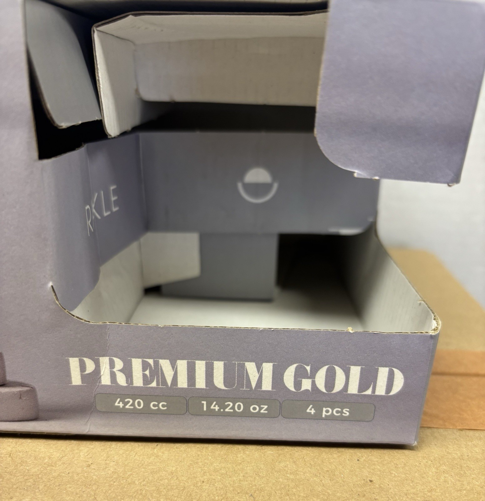 RAKLE Premium Gold 14.2 oz Tumbler Glasses (4) Made in Turkey NEW OPEN BOX