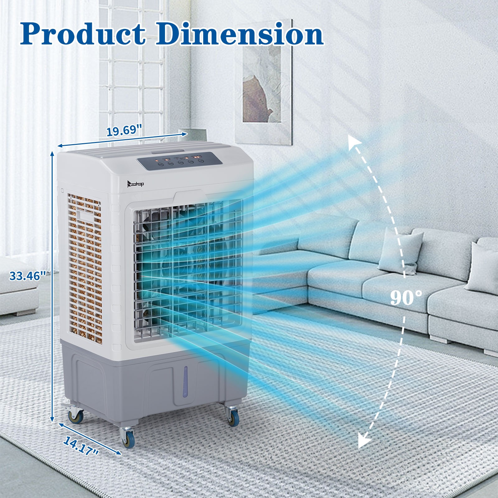 3-in-1 Evaporative Air Cooler, Portable Swamp Cooler with 10.57Gallon Reservoir