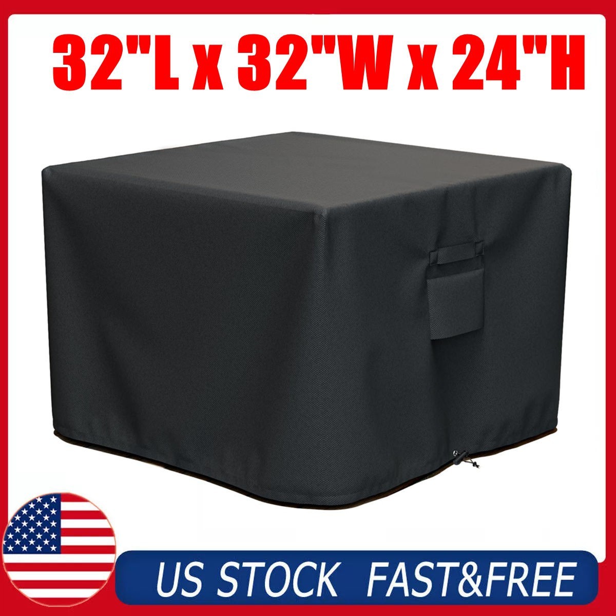 Square Fire Pit Cover 32″ x 32″ x 24″H Fits for 28-32 Inch Fire Pit Table 600D