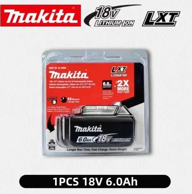 2 x Makita BL1860B-2 18V LXT Lithium-Ion 6.0 Ah Battery – New – USA SHIP